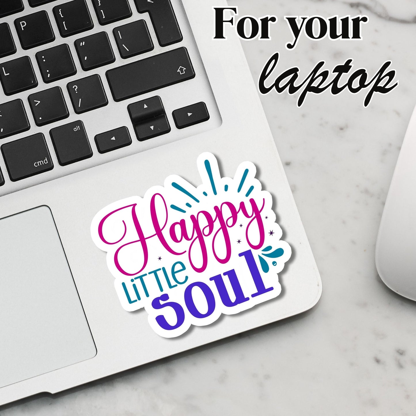 "Happy Little Soul" Glossy Vinyl Laminated Die-Cut Waterproof Sticker