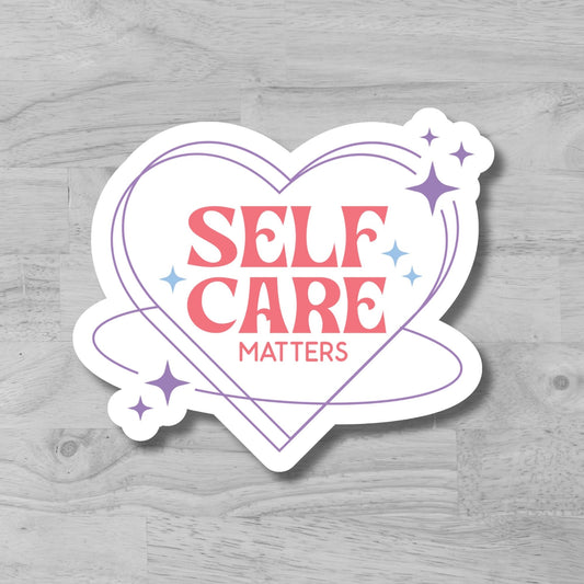 "Self Care" Glossy Laminated Die-Cut Waterproof Sticker