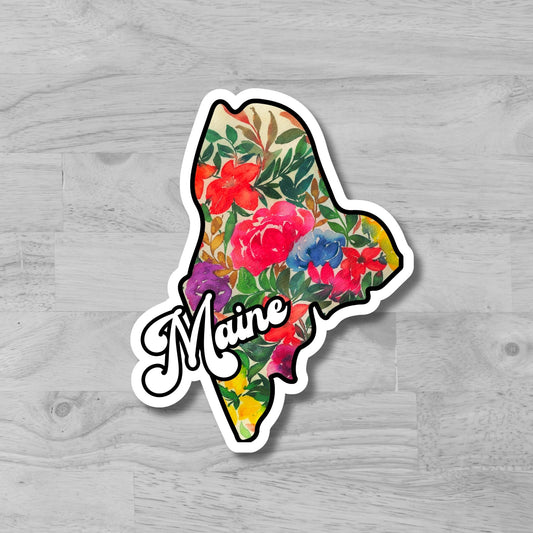 Maine State Sticker Glossy Vinyl Sticker/Decal, Laminated Durable Waterproof, Die-Cut Sticker