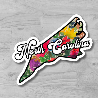 North Carolina State Glossy Vinyl Sticker/Decal, Laminated Durable Waterproof, Die-Cut Sticker