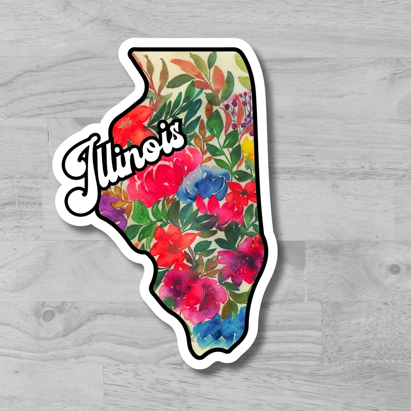 Illinois State Sticker, Glossy Vinyl Sticker Laminated Durable Waterproof, Die-Cut Sticker