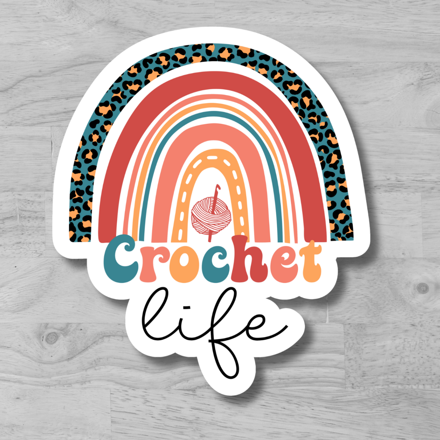 "Crochet Life" Glossy Vinyl Sticker/Decal, Laminated Durable Waterproof, Die-Cut Sticker