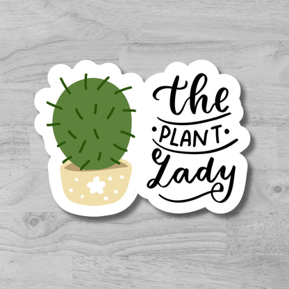 "The Plant Lady" Glossy Vinyl Sticker/Decal, Laminated Durable Waterproof, Die-Cut Sticker