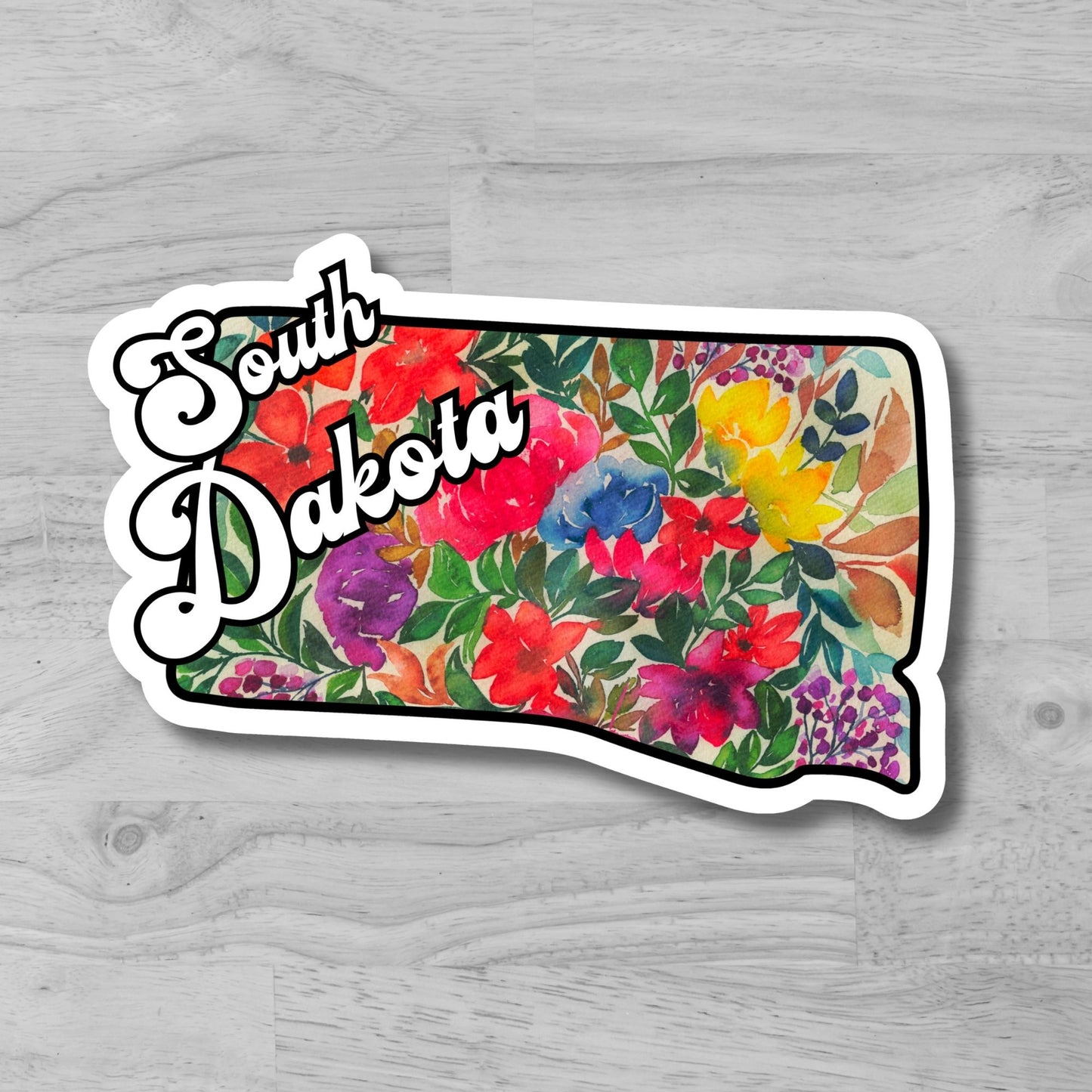 South Dakota State Glossy Vinyl Sticker/Decal, Laminated Durable Waterproof, Die-Cut Sticker