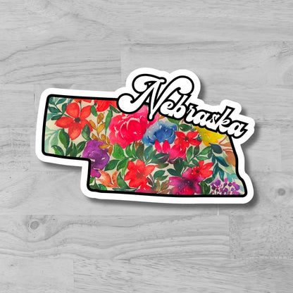 Nebraska State Glossy Vinyl Sticker/Decal, Laminated Durable Waterproof, Die-Cut Sticker