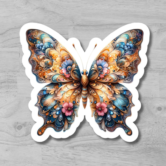 Butterfly Elegant Delight  - Glossy Vinyl Sticker/Decal, Laminated Durable Waterproof, Die-Cut Sticker