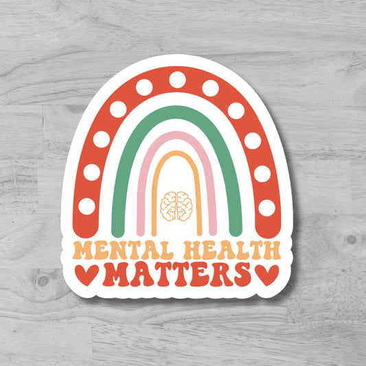 "Mental Health Matters" Glossy Vinyl Laminated Die-Cut Waterproof Sticker