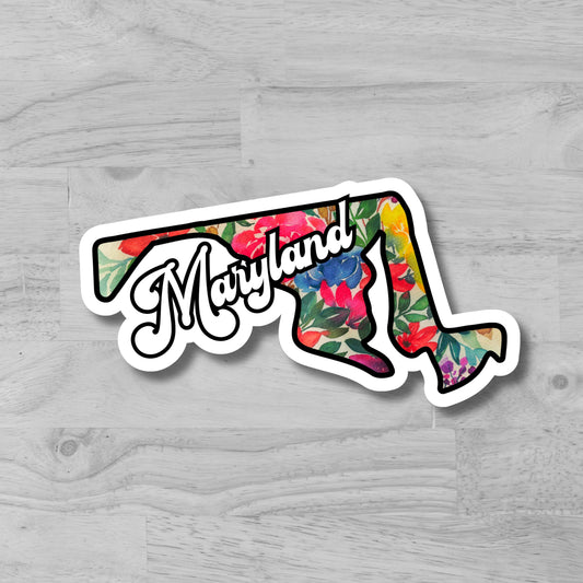 Maryland State Glossy Vinyl Sticker/Decal, Laminated Durable Waterproof, Die-Cut Sticker