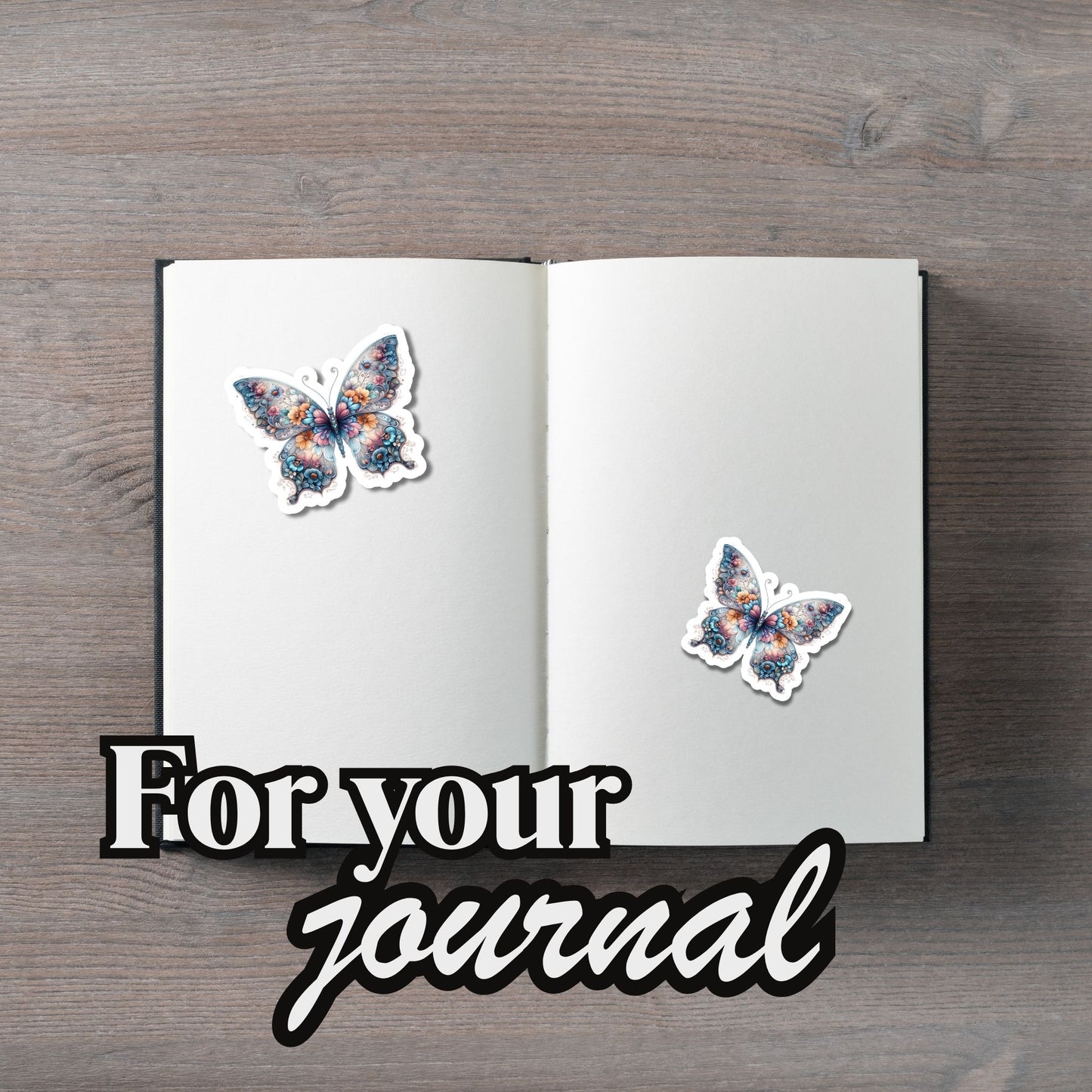 Butterfly with Flower Pattern  - Glossy Vinyl Sticker/Decal, Laminated Durable Waterproof, Die-Cut Sticker