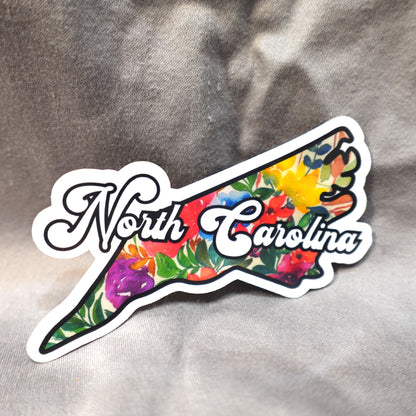 North Carolina State Glossy Vinyl Sticker/Decal, Laminated Durable Waterproof, Die-Cut Sticker