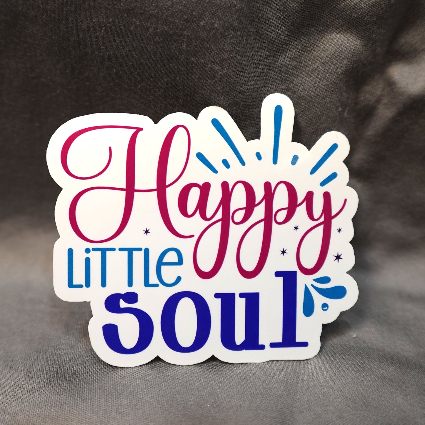 "Happy Little Soul" Glossy Vinyl Laminated Die-Cut Waterproof Sticker